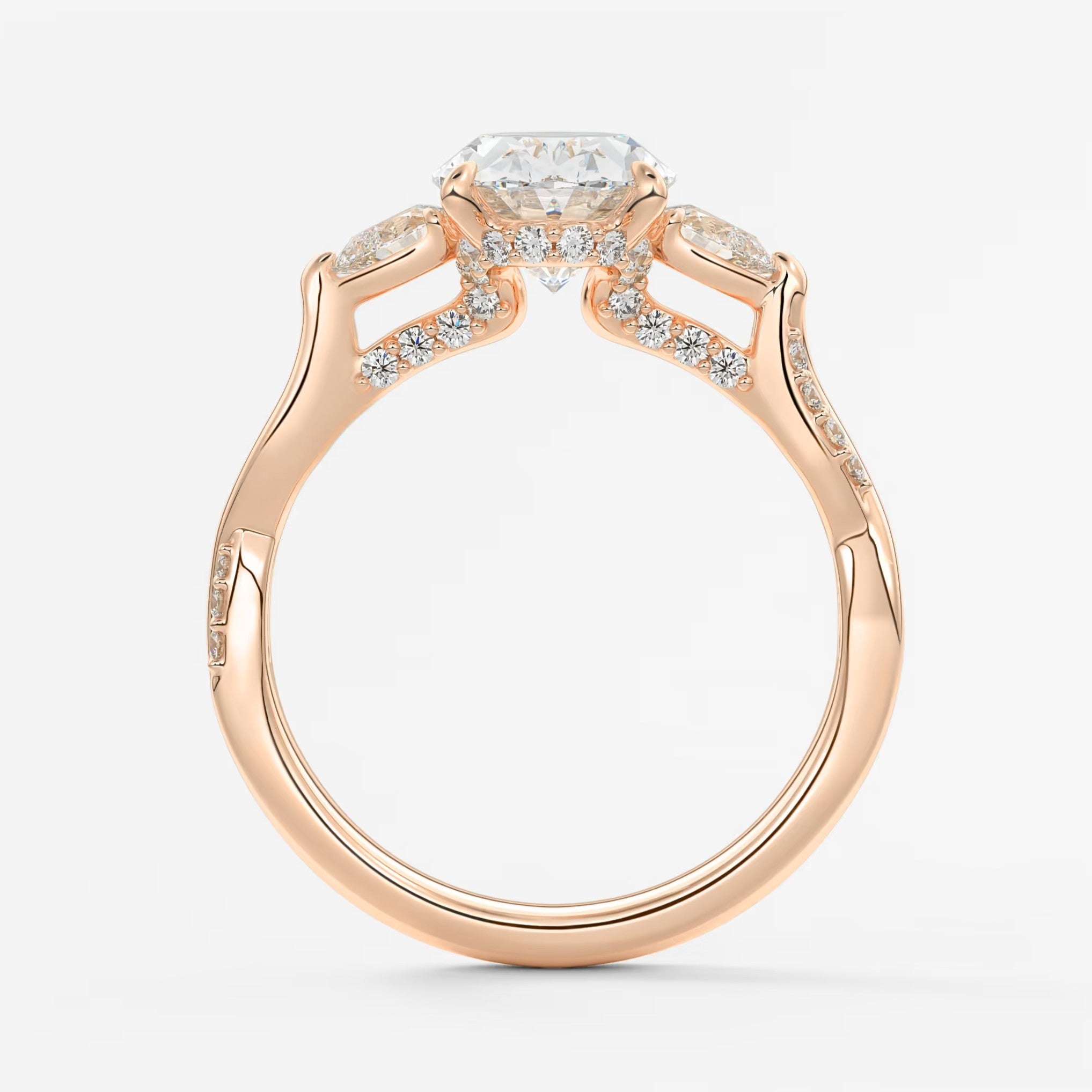 Florielle trilogy oval cathedral engagement ring
