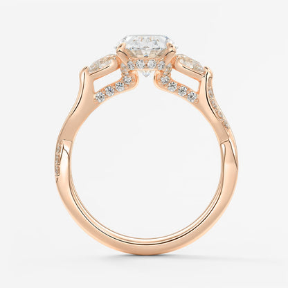 Florielle trilogy oval cathedral engagement ring