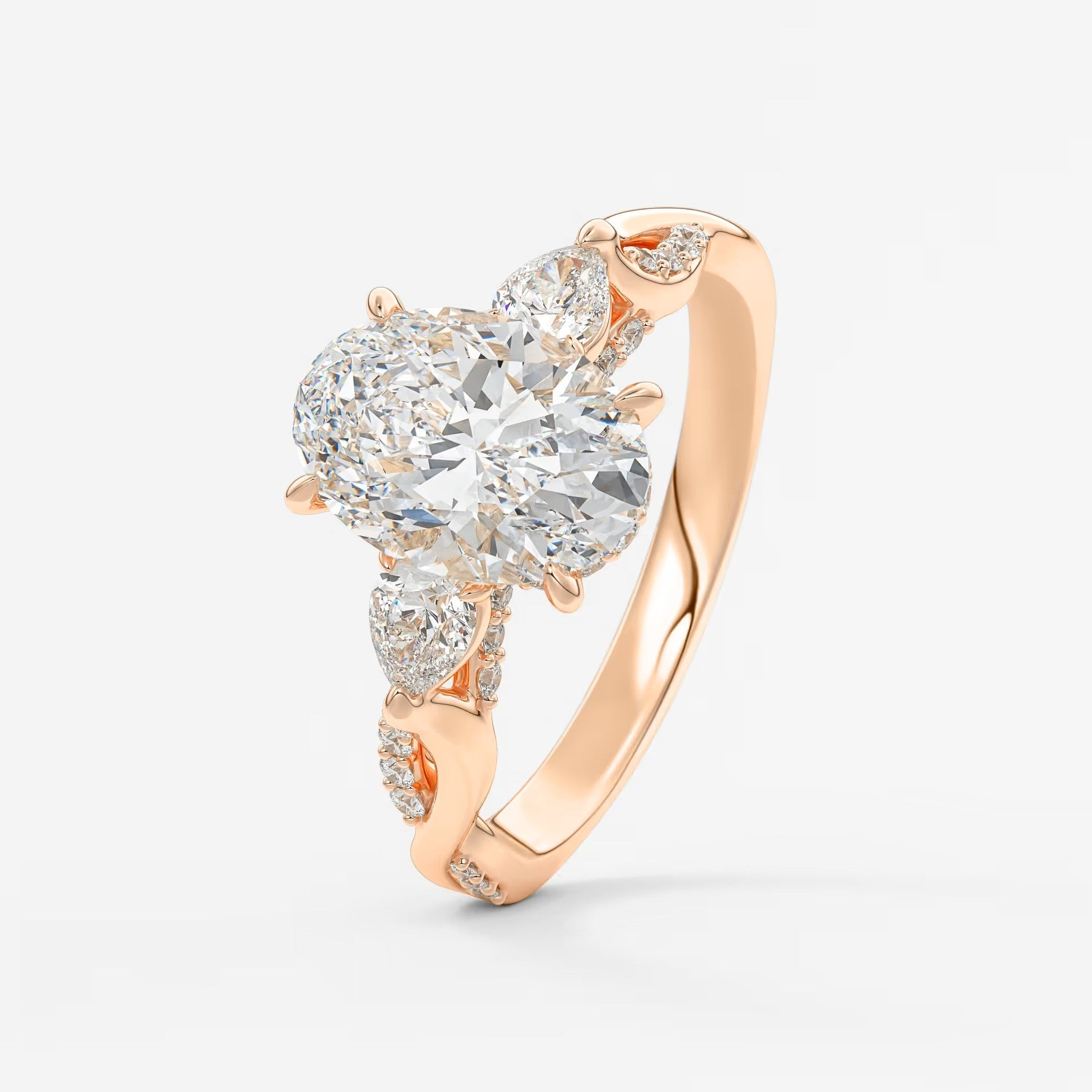 Florielle trilogy oval cathedral engagement ring