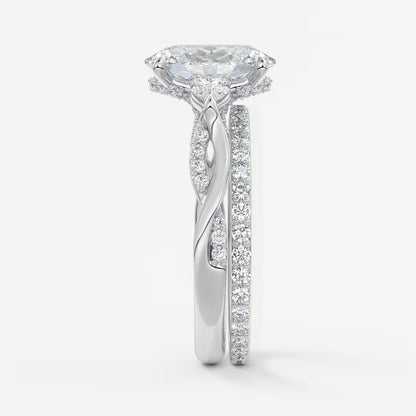 Florielle trilogy oval cathedral engagement ring