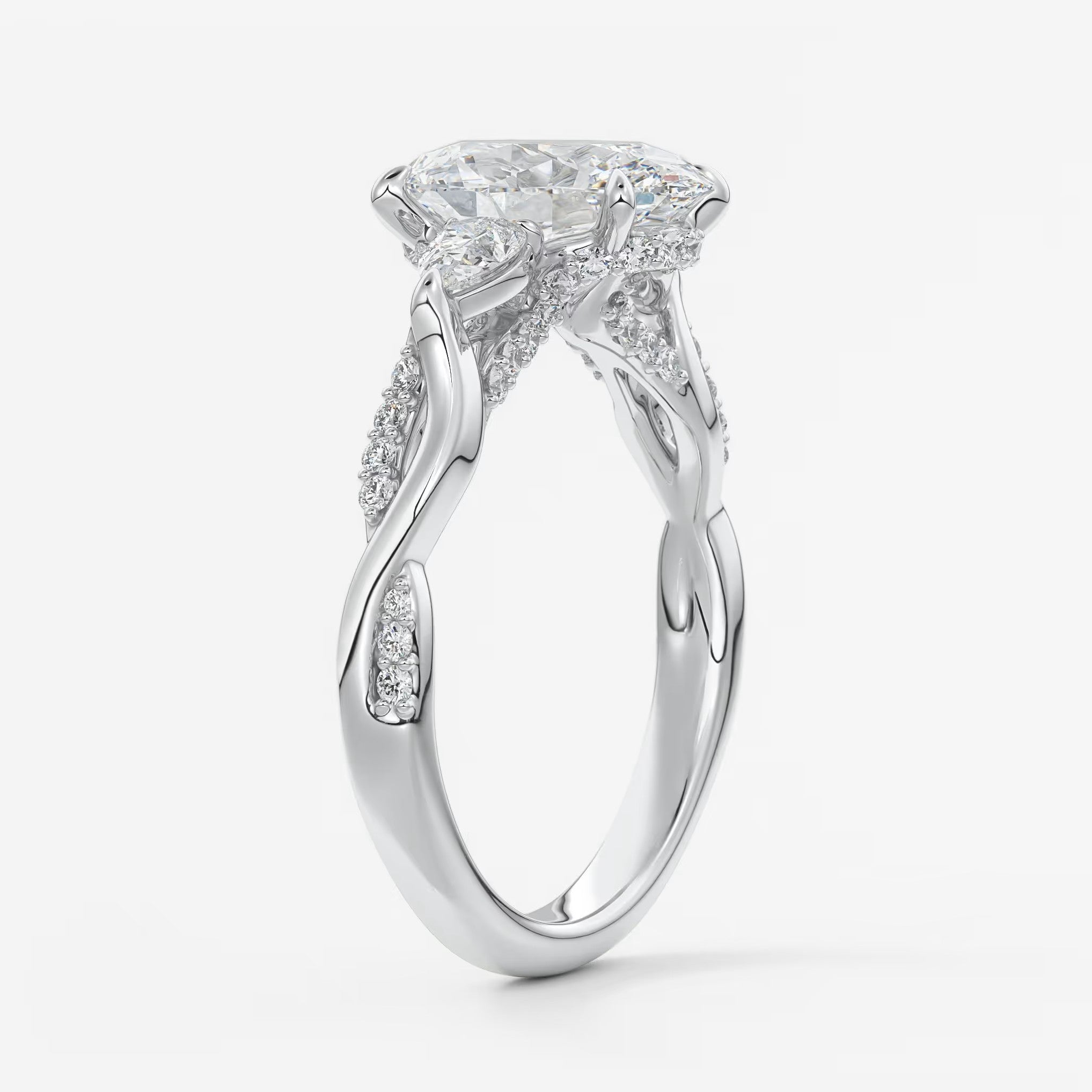 Florielle trilogy oval cathedral engagement ring