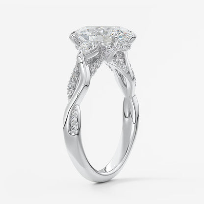 Florielle trilogy oval cathedral engagement ring
