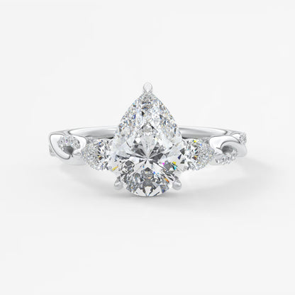 Florielle trilogy pear cathedral engagement ring
