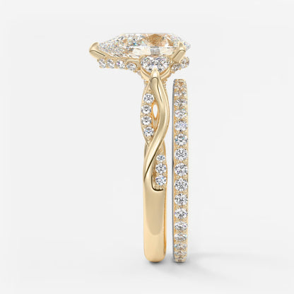 Florielle trilogy pear cathedral engagement ring