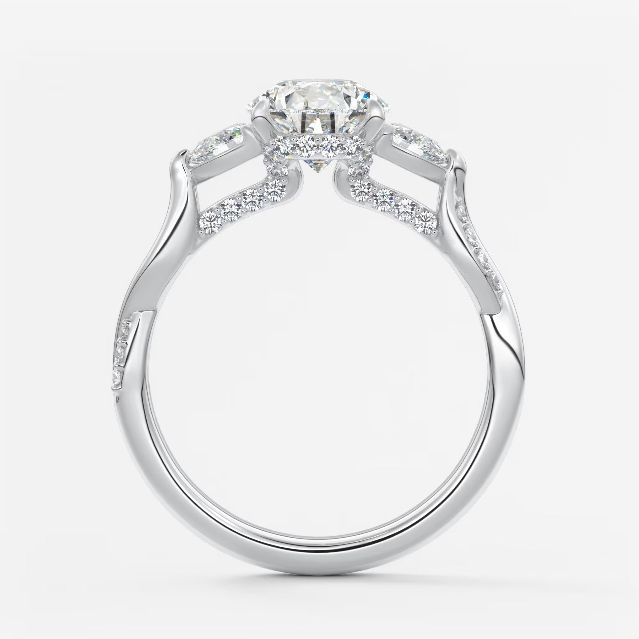 Florielle trilogy pear cathedral engagement ring
