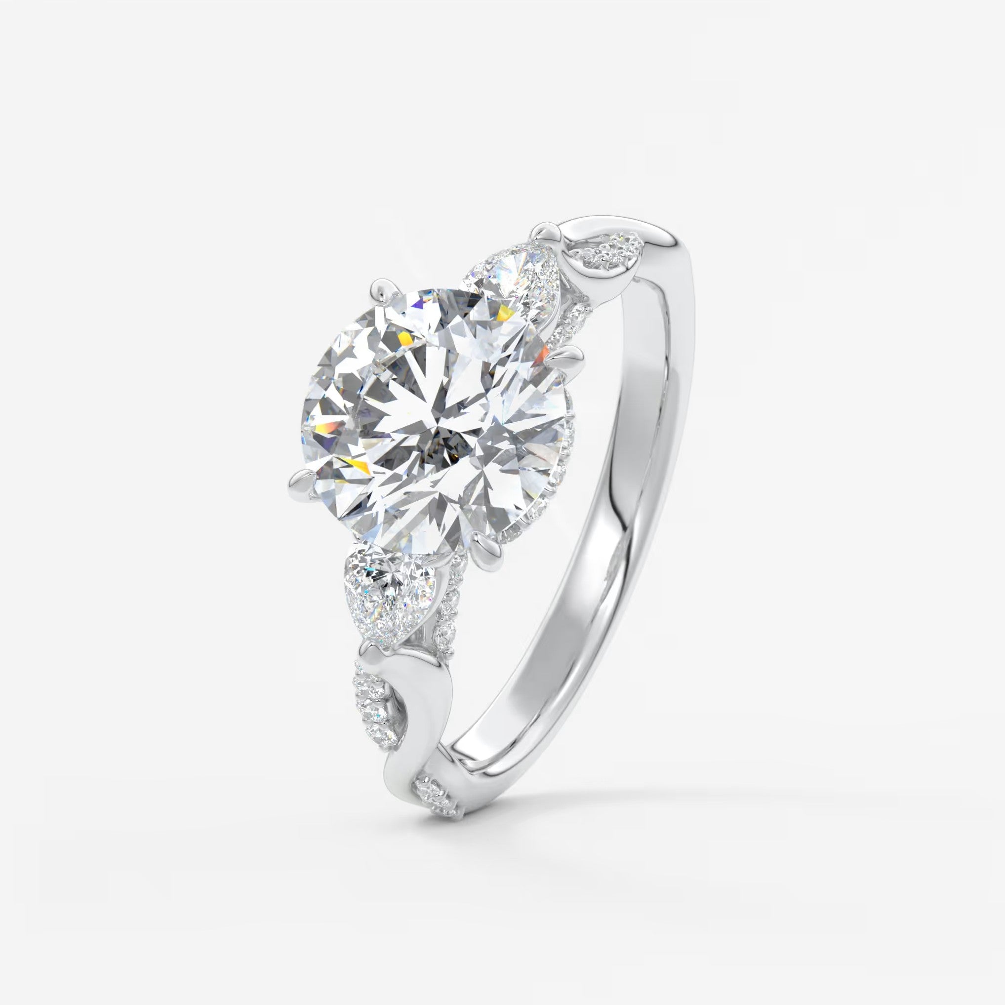 Florielle trilogy round cathedral engagement ring
