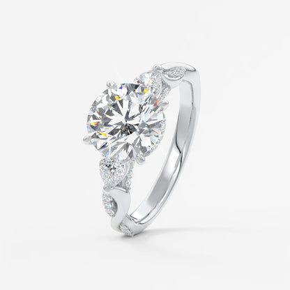 Florielle trilogy round cathedral engagement ring