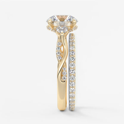 Florielle trilogy round cathedral engagement ring