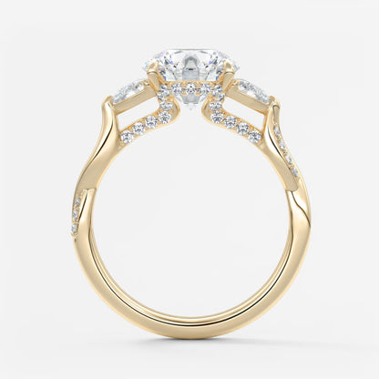 Florielle trilogy round cathedral engagement ring