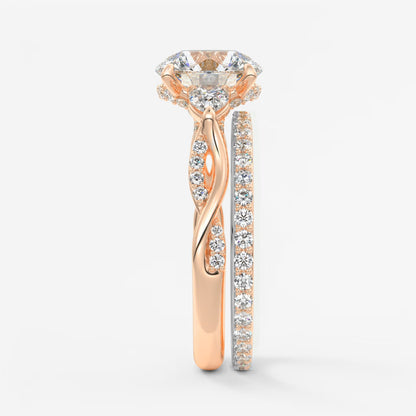 Florielle trilogy round cathedral engagement ring