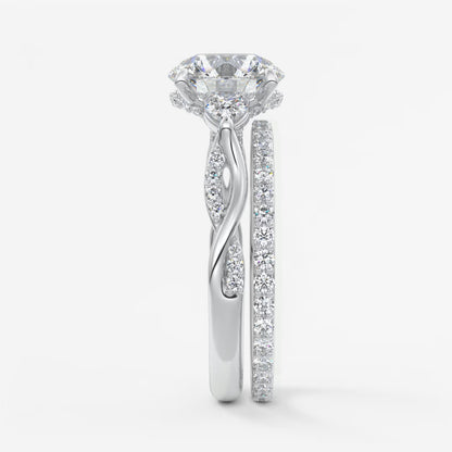 Florielle trilogy round cathedral engagement ring