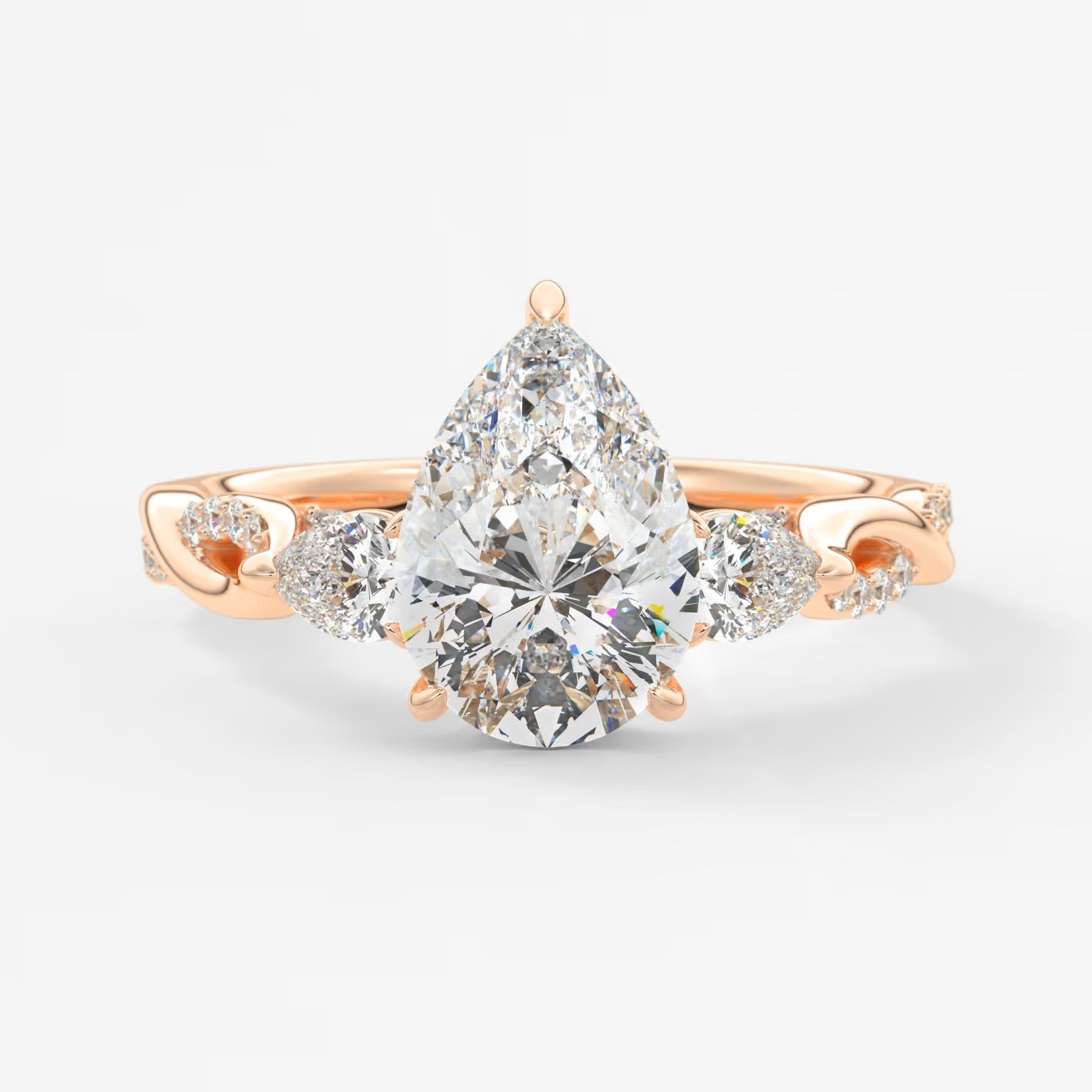 Florielle trilogy pear cathedral engagement ring