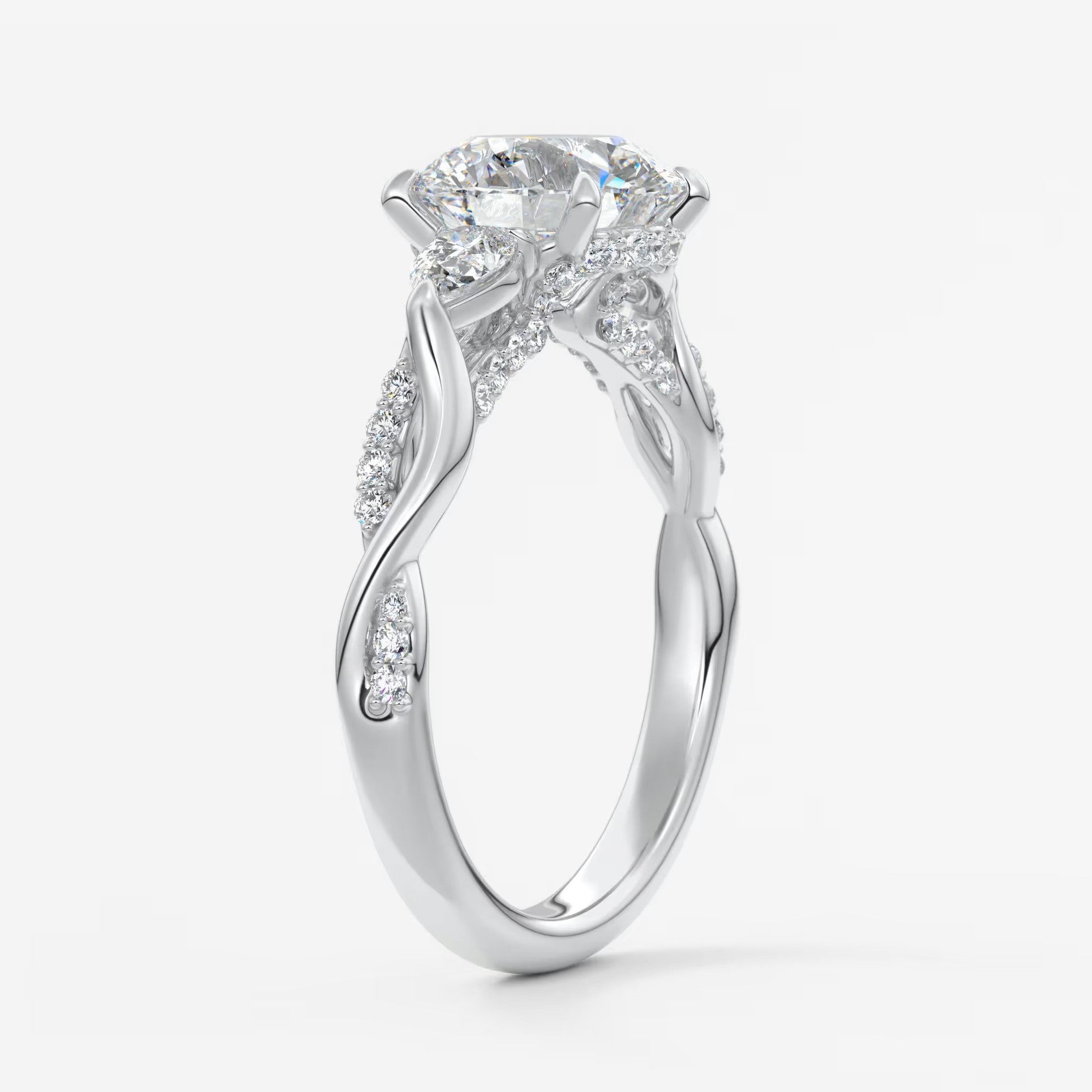 Florielle trilogy round cathedral engagement ring
