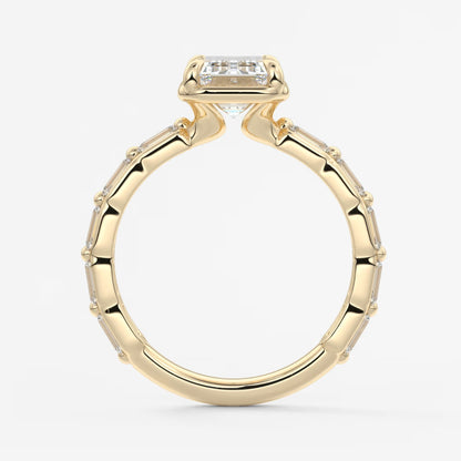Isadora emerald bezel baguette engagement ring