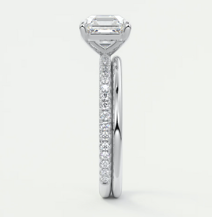 Custom made isolde asscher pavé solitaire ring | lab-grown diamond or moissanite