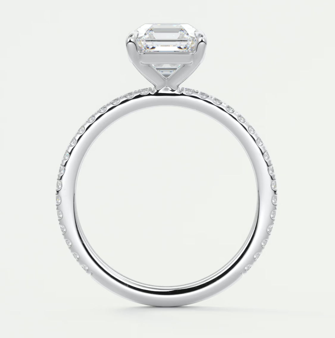 Custom made isolde asscher pavé solitaire ring | lab-grown diamond or moissanite