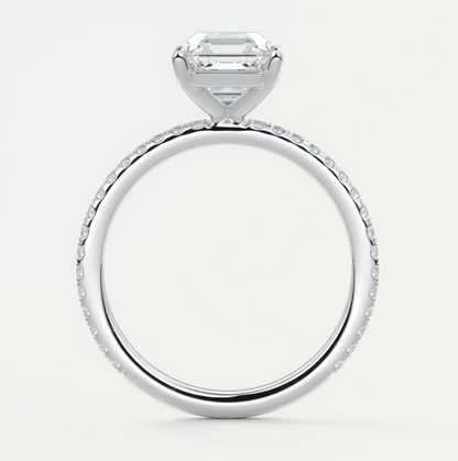 Custom made isolde asscher pavé solitaire ring | lab-grown diamond or moissanite