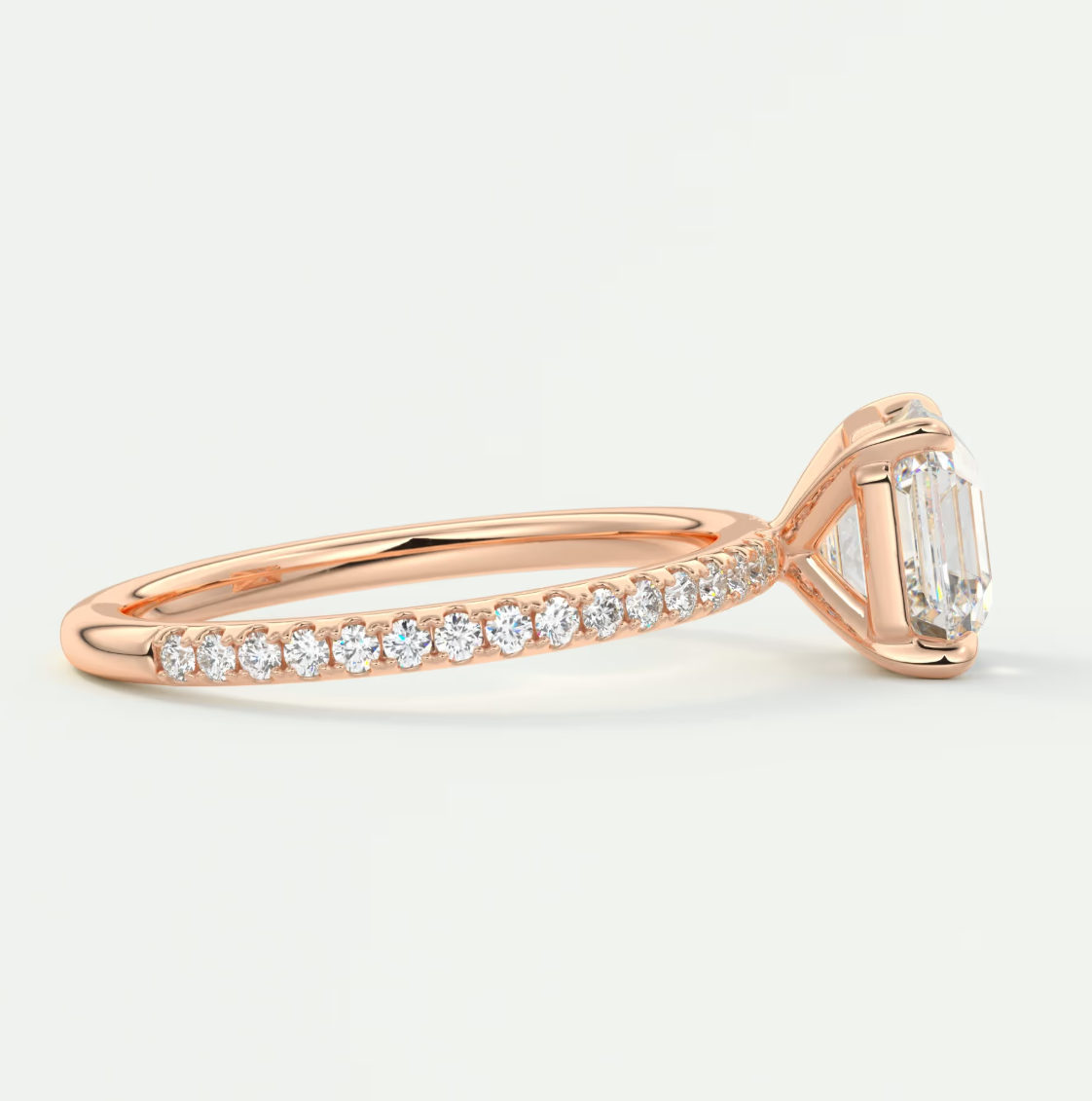 Custom made isolde asscher pavé solitaire ring | lab-grown diamond or moissanite