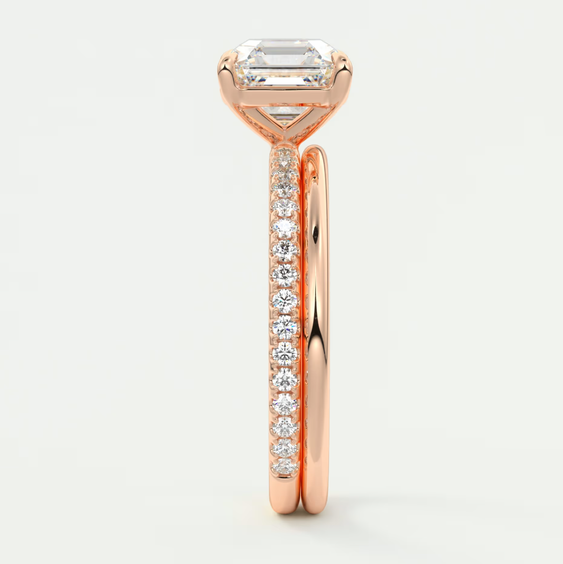 Custom made isolde asscher pavé solitaire ring | lab-grown diamond or moissanite