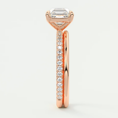 Custom made isolde asscher pavé solitaire ring | lab-grown diamond or moissanite
