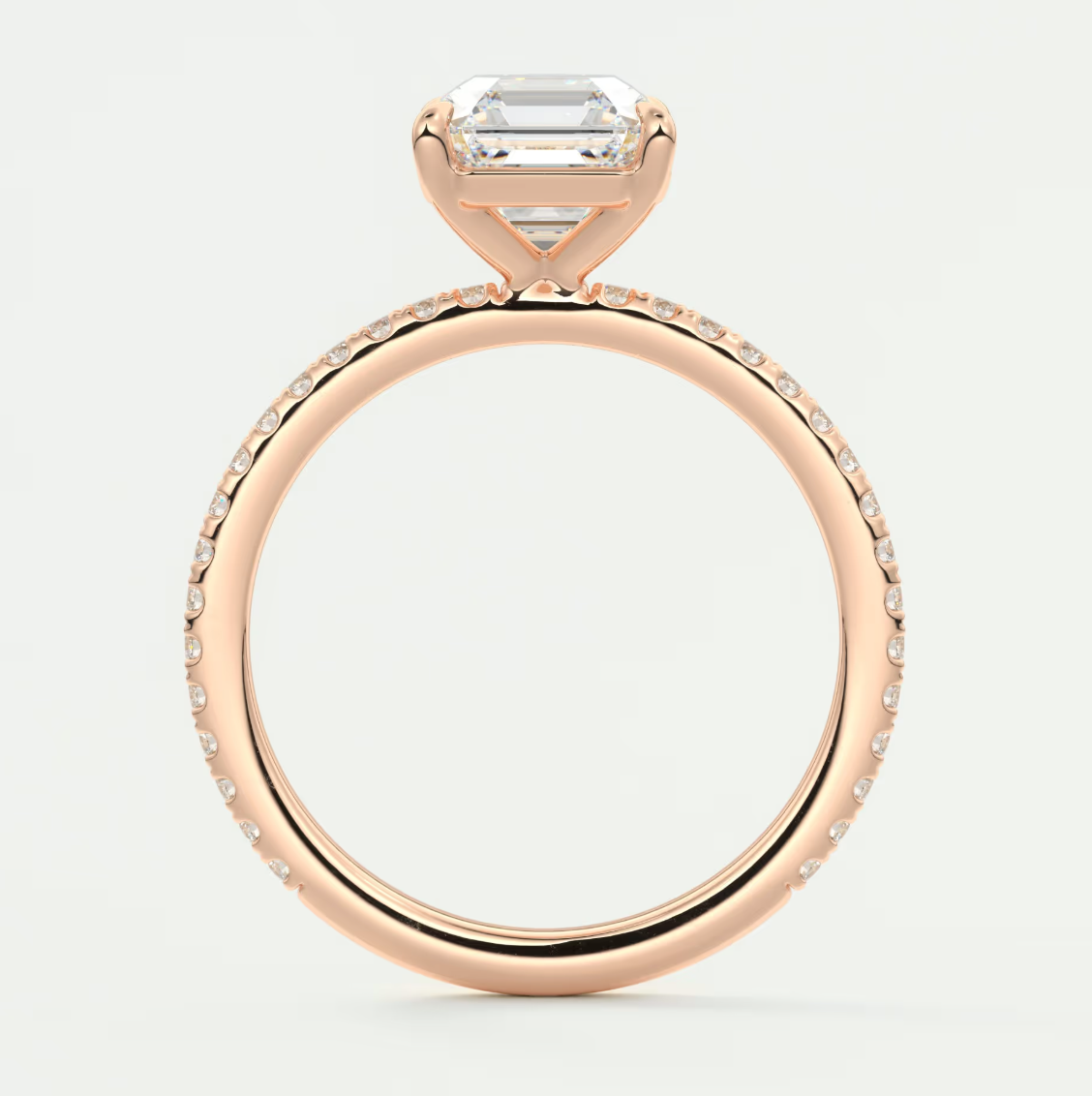 Custom made isolde asscher pavé solitaire ring | lab-grown diamond or moissanite