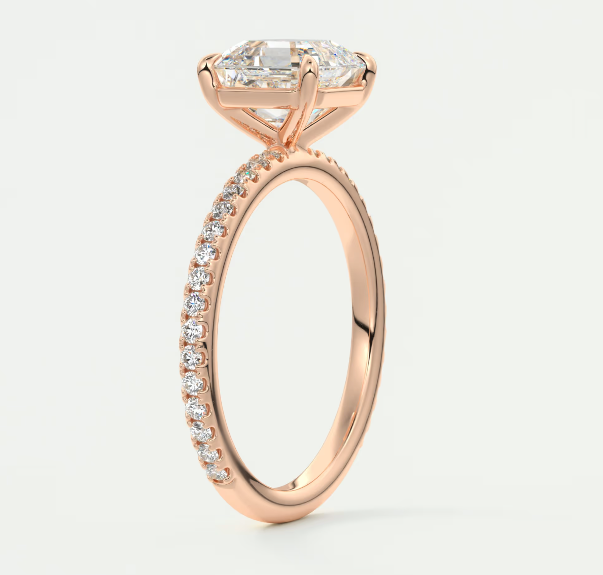 Custom made isolde asscher pavé solitaire ring | lab-grown diamond or moissanite
