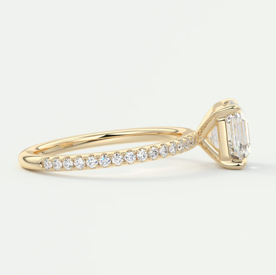 Custom made isolde asscher pavé solitaire ring | lab-grown diamond or moissanite