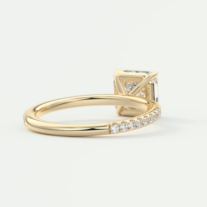 Custom made isolde asscher pavé solitaire ring | lab-grown diamond or moissanite