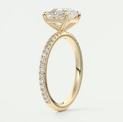 Custom made isolde asscher pavé solitaire ring | lab-grown diamond or moissanite