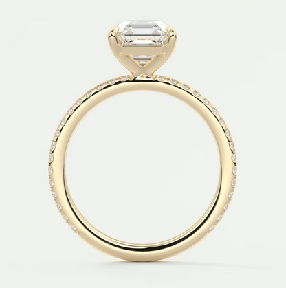 Custom made isolde asscher pavé solitaire ring | lab-grown diamond or moissanite