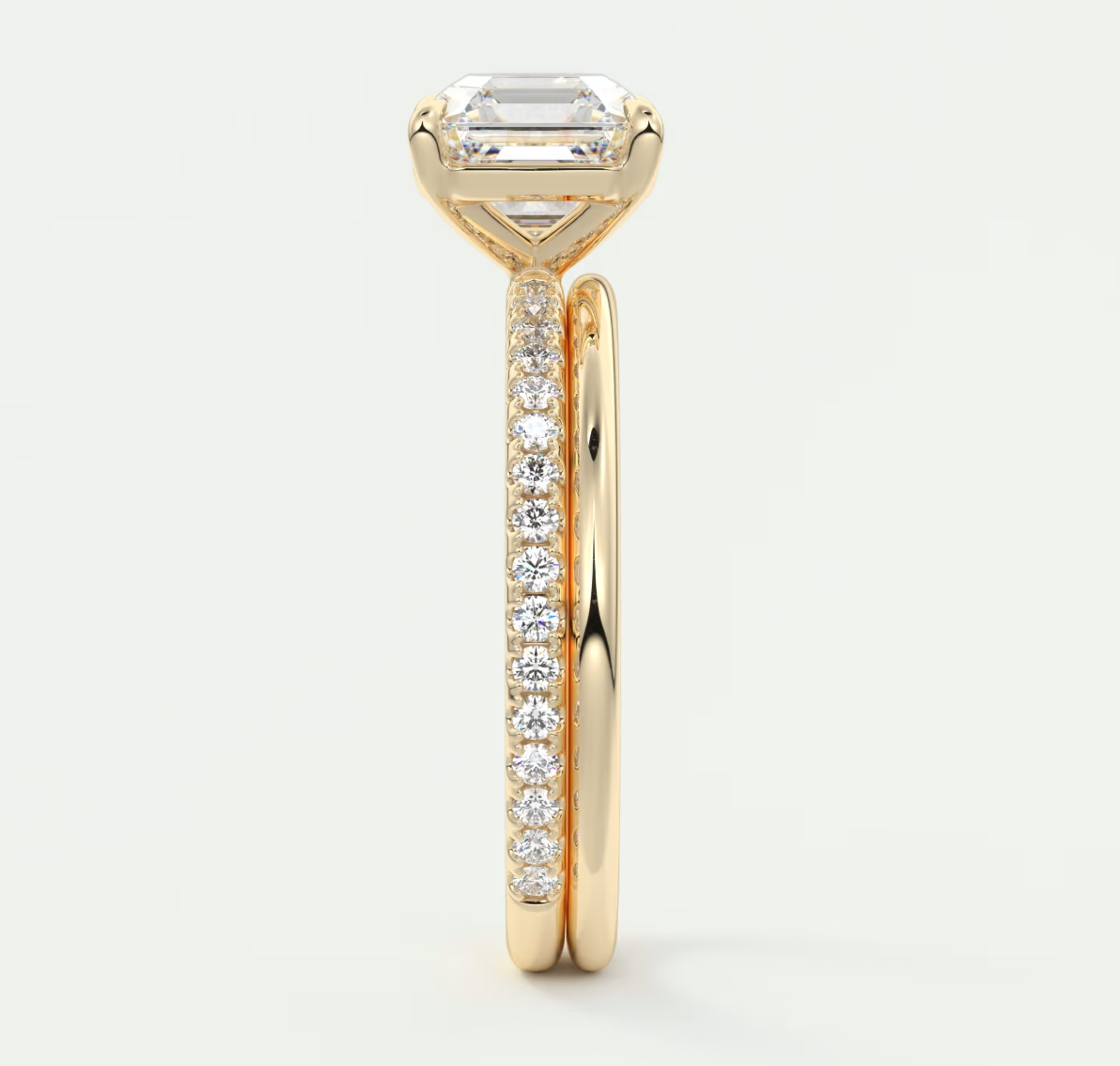 Custom made isolde asscher pavé solitaire ring | lab-grown diamond or moissanite