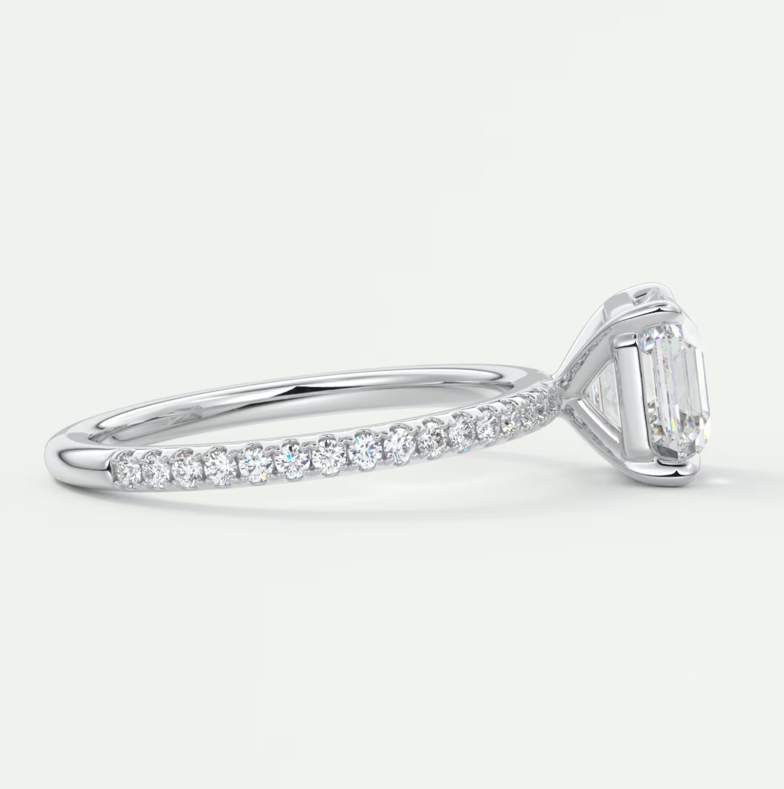 Custom made isolde asscher pavé solitaire ring | lab-grown diamond or moissanite