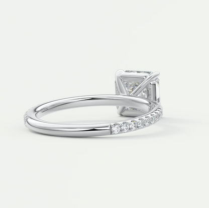 Custom made isolde asscher pavé solitaire ring | lab-grown diamond or moissanite