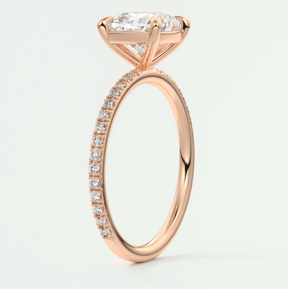 Custom made isolde cushion pavé solitaire ring | lab-grown diamond or moissanite