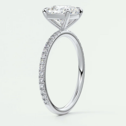 Custom made isolde cushion pavé solitaire ring | lab-grown diamond or moissanite
