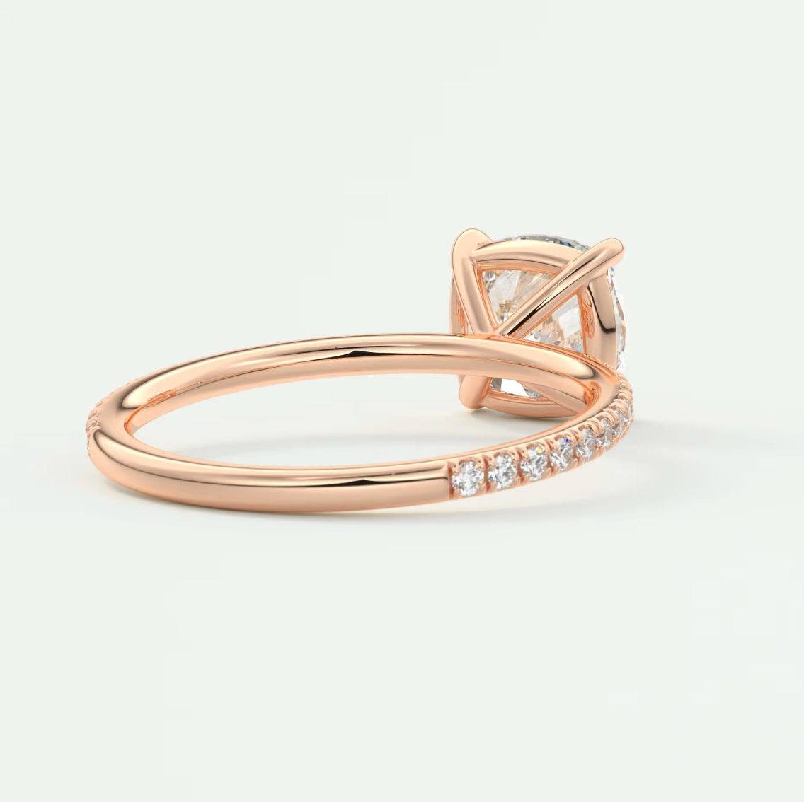 Custom made isolde cushion pavé solitaire ring | lab-grown diamond or moissanite