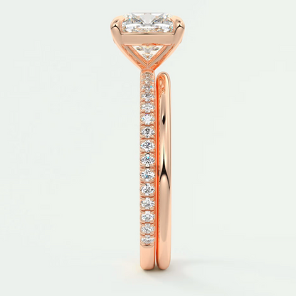 Custom made isolde cushion pavé solitaire ring | lab-grown diamond or moissanite
