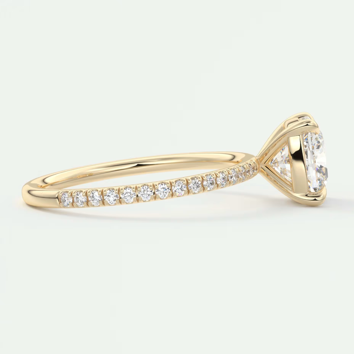 Custom made isolde cushion pavé solitaire ring | lab-grown diamond or moissanite