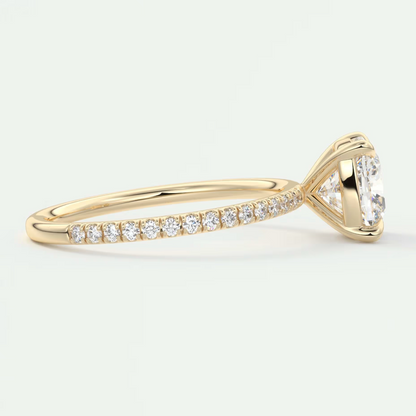 Custom made isolde cushion pavé solitaire ring | lab-grown diamond or moissanite