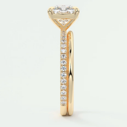 Custom made isolde cushion pavé solitaire ring | lab-grown diamond or moissanite