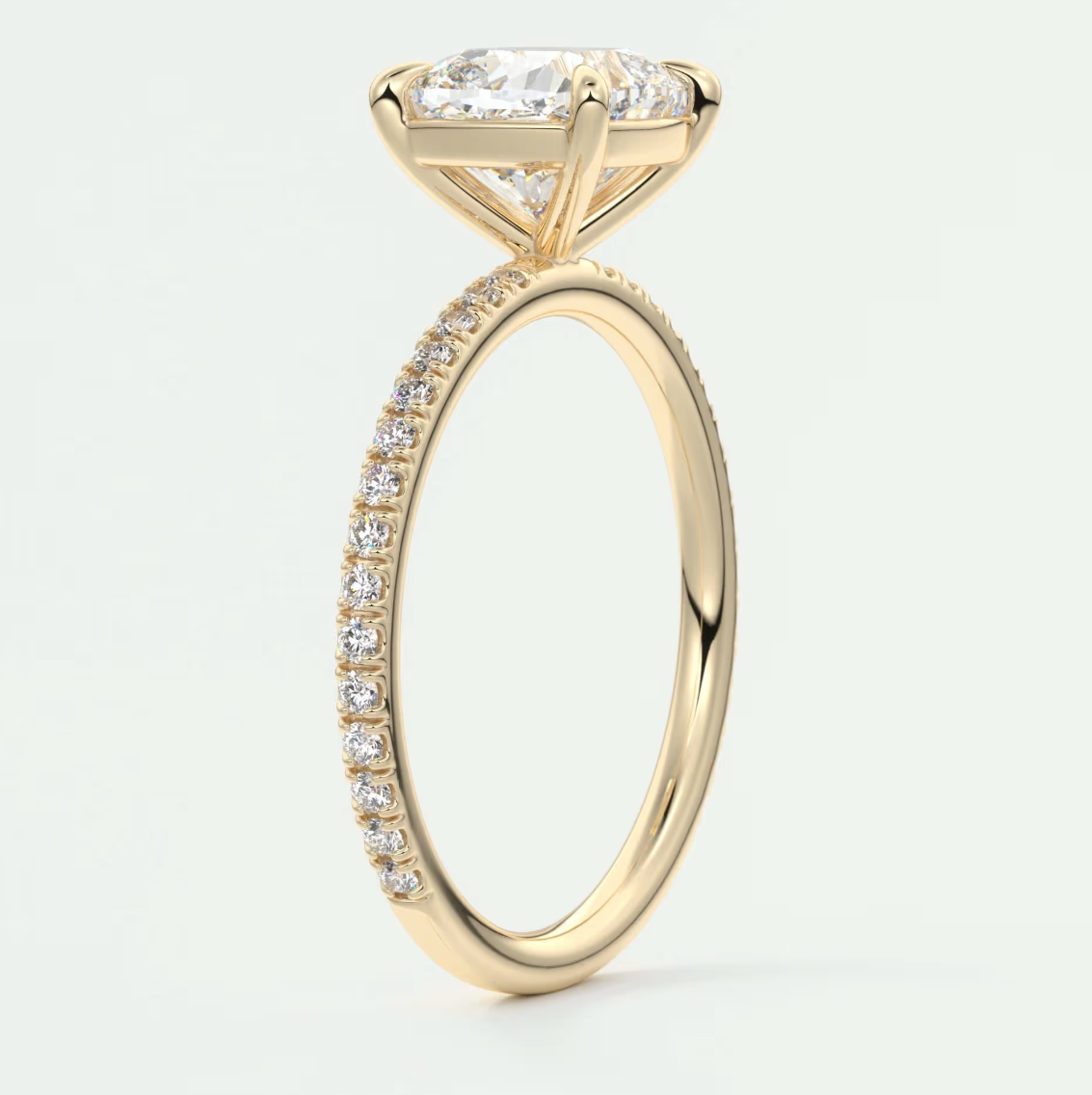 Custom made isolde cushion pavé solitaire ring | lab-grown diamond or moissanite