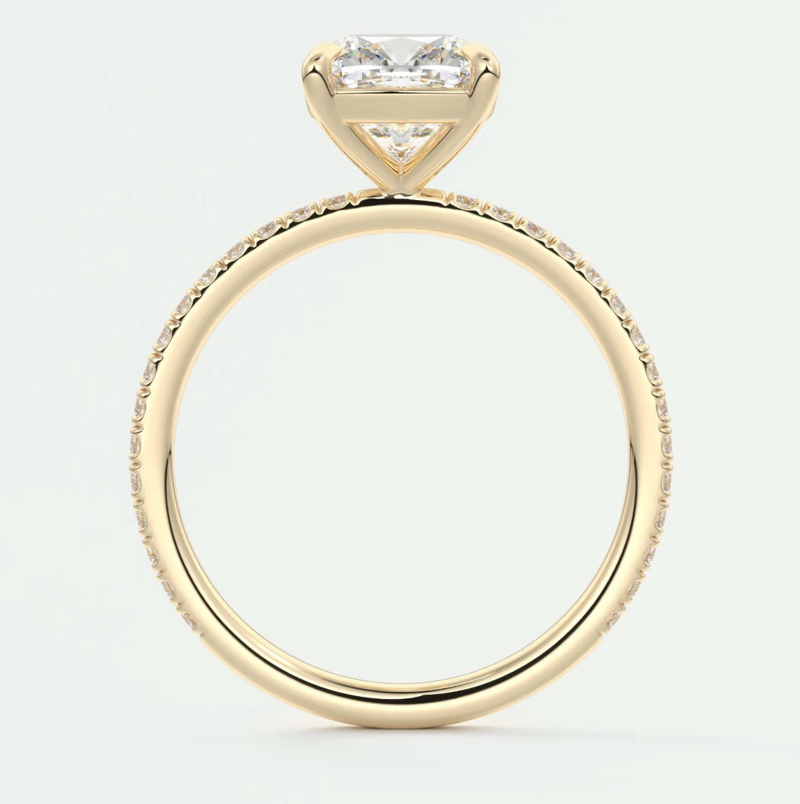 Custom made isolde cushion pavé solitaire ring | lab-grown diamond or moissanite