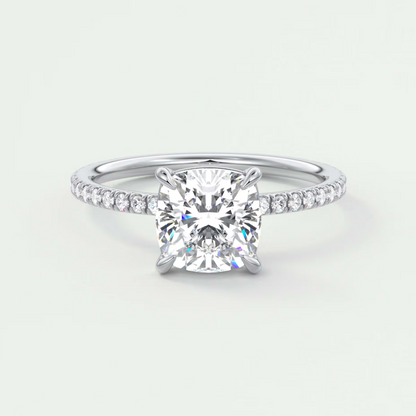 Custom made isolde cushion pavé solitaire ring | lab-grown diamond or moissanite