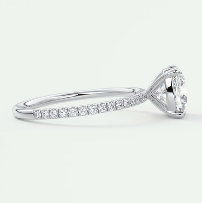 Custom made isolde cushion pavé solitaire ring | lab-grown diamond or moissanite