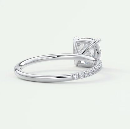 Custom made isolde cushion pavé solitaire ring | lab-grown diamond or moissanite