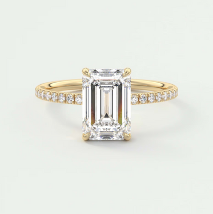 Custom made isolde emerald pavé solitaire ring | lab-grown diamond or moissanite