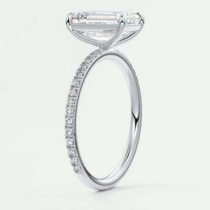 Custom made isolde emerald pavé solitaire ring | lab-grown diamond or moissanite