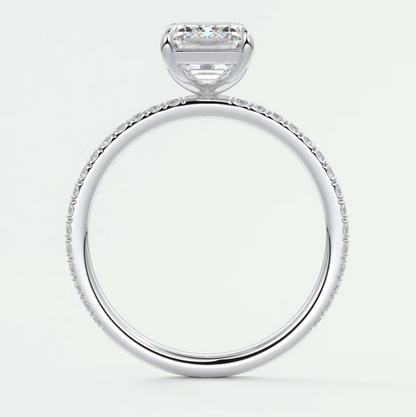 Custom made isolde emerald pavé solitaire ring | lab-grown diamond or moissanite