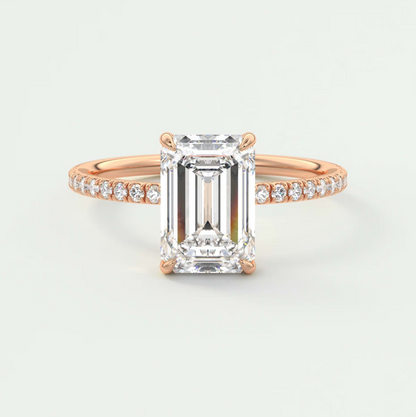 Custom made isolde emerald pavé solitaire ring | lab-grown diamond or moissanite