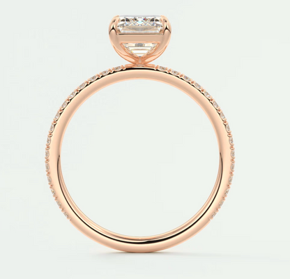 Custom made isolde emerald pavé solitaire ring | lab-grown diamond or moissanite